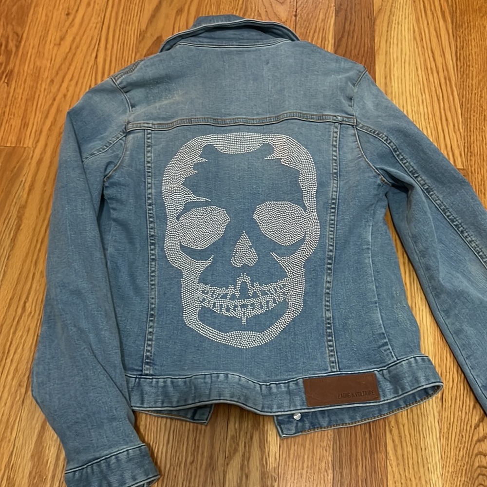 NWOT!! Zadig&Voltaire skull jean jacket!!